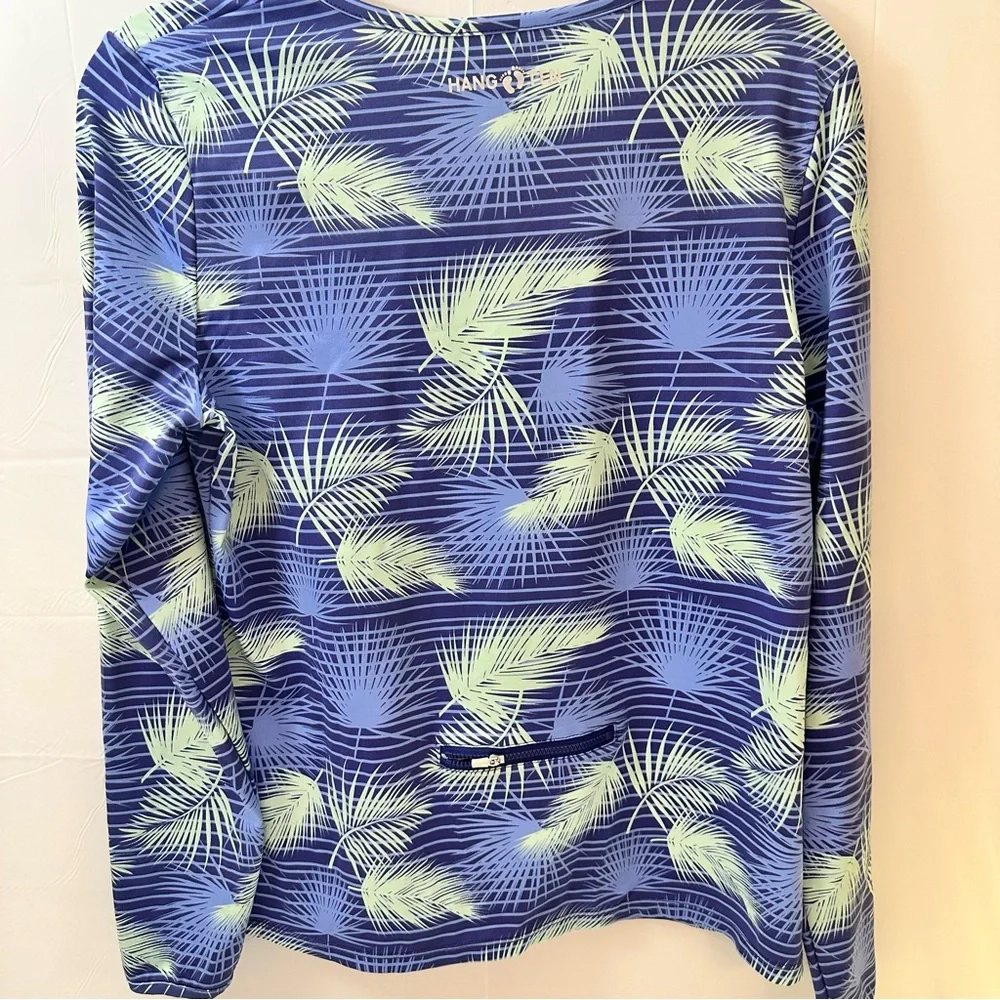 Hang Ten Palm Print Sun Shirt Long Sleeve‎ Rash Guard Swim Top